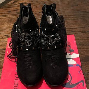 Girls Pierre Dumas Black Suede Cowboy Boots